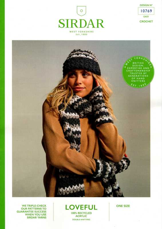 Crochet Pattern - Sirdar 10769 - Loveful DK - Ladies Hat, Scarf & Mittens